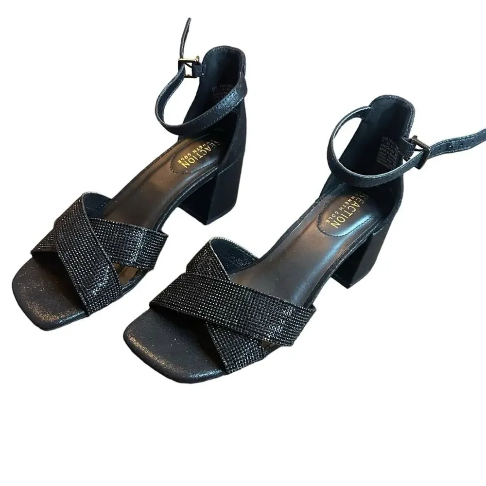 KENNETH COLE REACTION Mix X Band Dress Sandal Black NEW Size 7